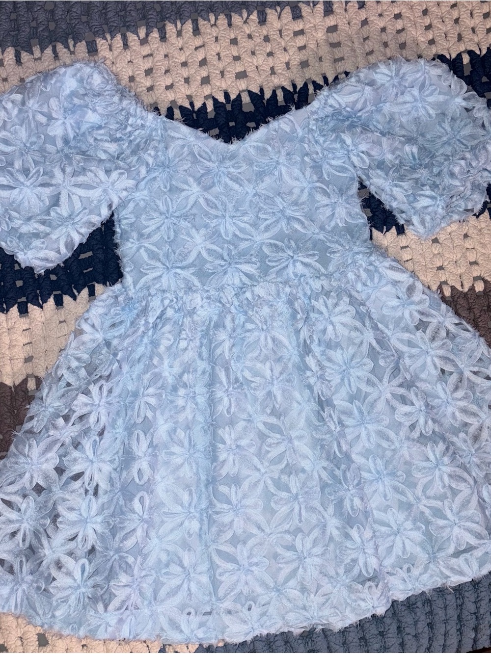 Jessica Simpson Light Blue Floral Lace Kids Dress